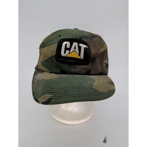 Vtg CAT Caterpillar Patch Camo Trucker Hat Snapback Cap USA  #5
